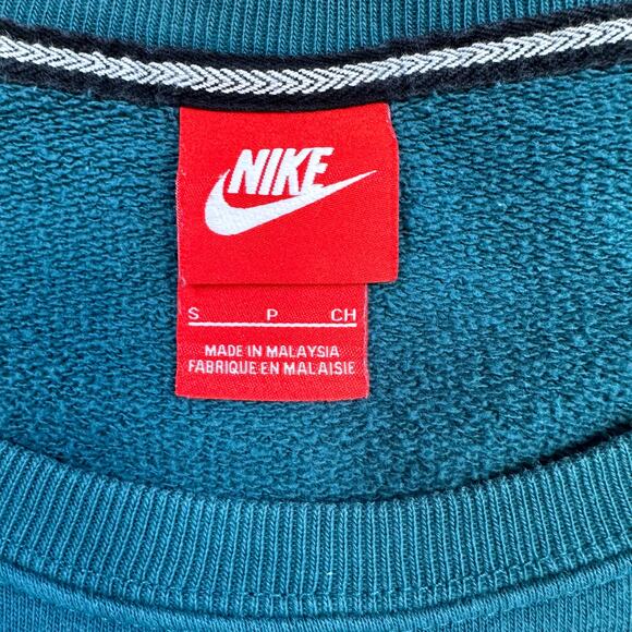 Nike Green Blue Teal Scoop Neck Pullover Terry Sweatshirt Womens S Regular Fit - Picture 4 of 8